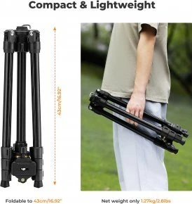 Stovas - K&F Concept K234A3 Aluminis 1.27 kg 55-178 cm BH-36 Kamuolinis Galvutė