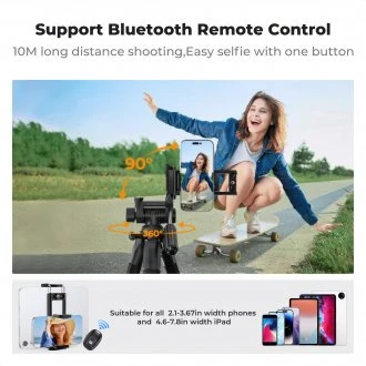 Stovas K&F Concept S254A3 su galvute BV01 ir laikikliu telefonui – juodas [produkto kodas: KF4965]