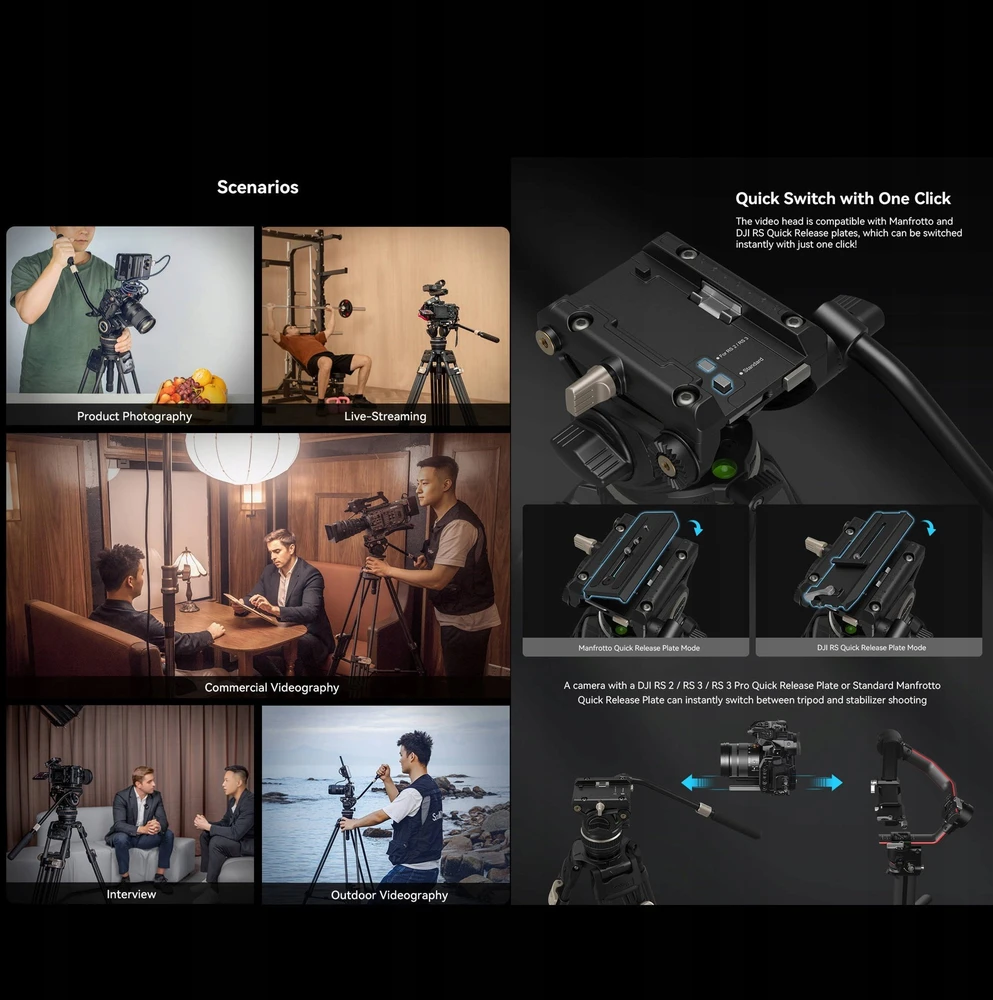 SMALLRIG 3989 HEAVY-DUTY CARBON FIBER VIDEO TRIPOD KIT FREEBLAZER