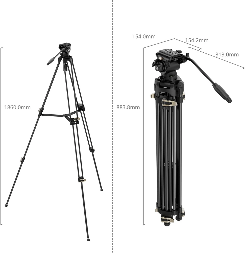 SmallRig 4686 Heavy-Duty Fluid Head Video Tripod Kit AD-01S