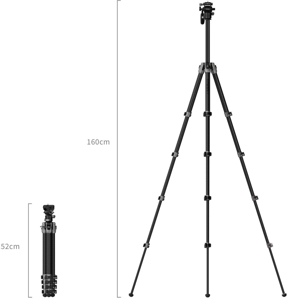 „SmallRig 5477“ nešiojamas vaizdo įrašymo anglies pluošto trikojis AP255Pro