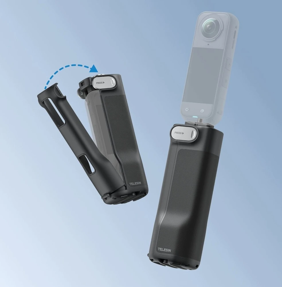 Teleskopo stovas Telesin Rankena Dėklas Teleskopinis stovas Sulankstomas 3in1 Su Sriegiu 1/4'' Insta360 X5 / X4 / S1-mnp-15-tis (SB11921)