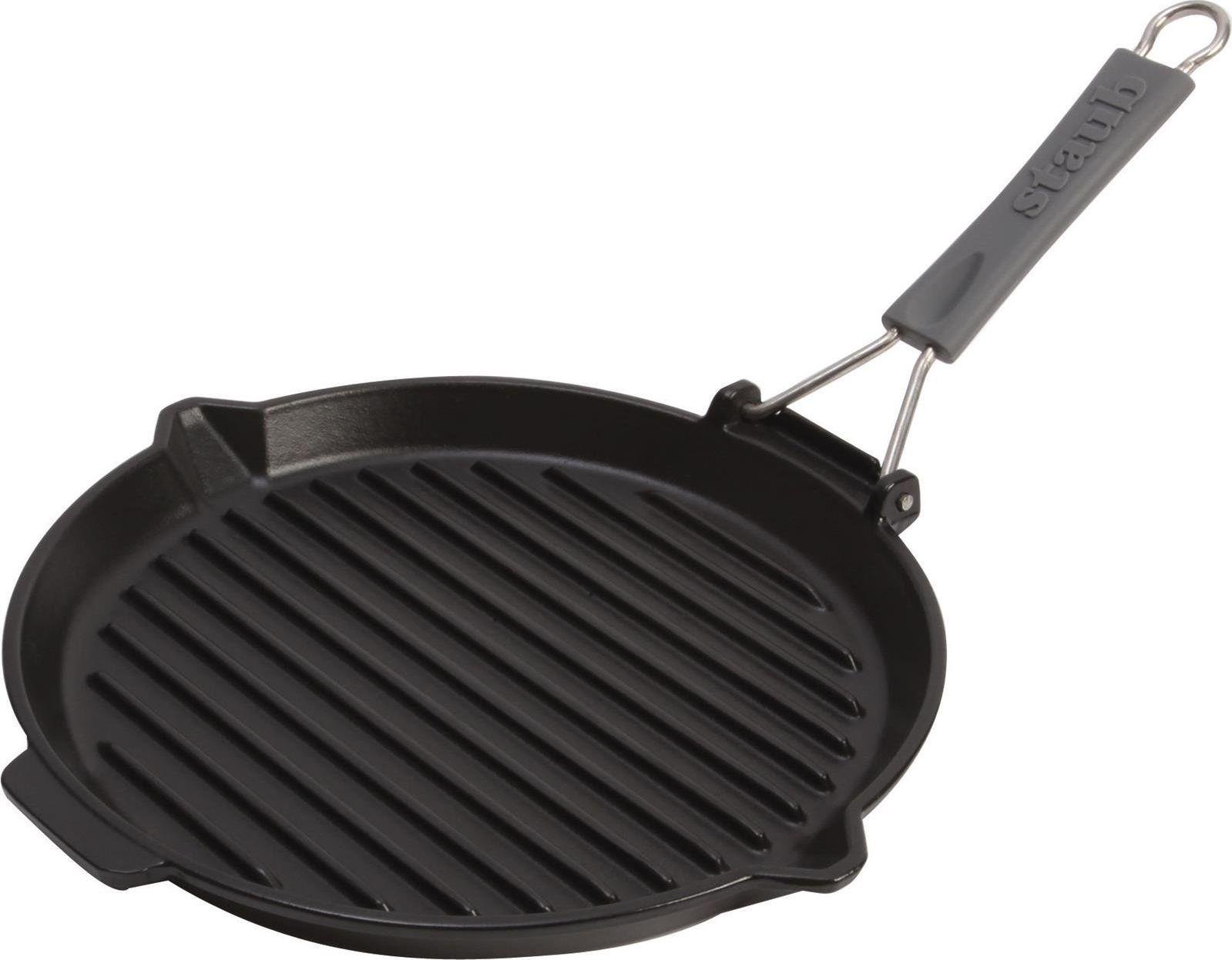 STAUB Apvali ketaus grilio keptuvė 27 cm, juoda