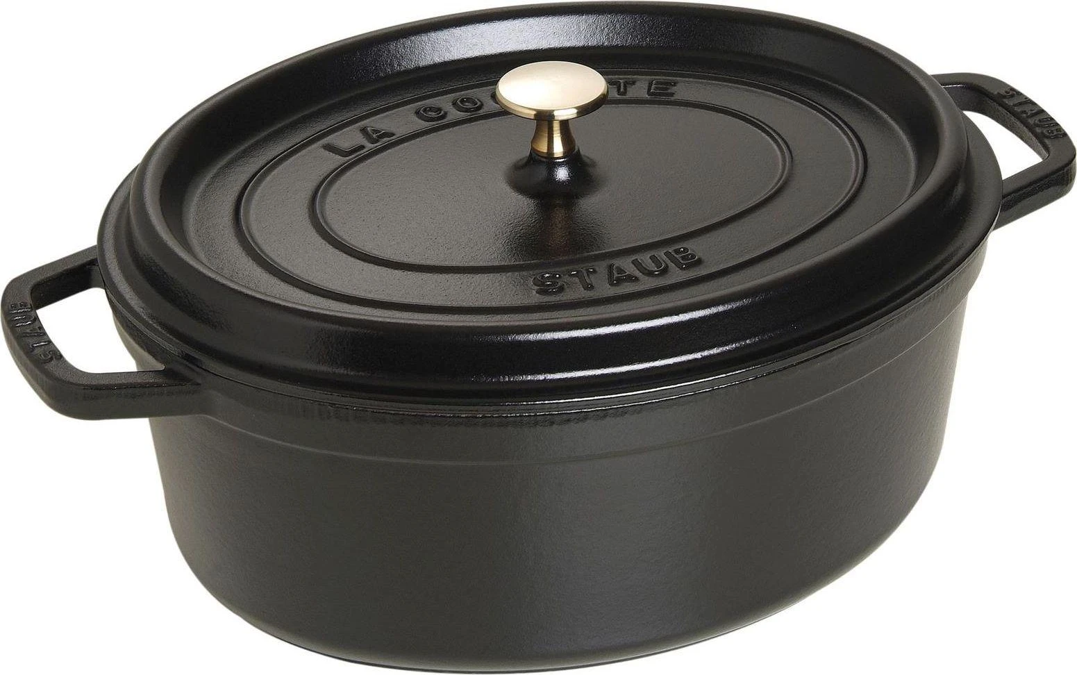 Ovalus ketaus puodas STAUB, 31 cm, 5,5 l, spalva: juoda