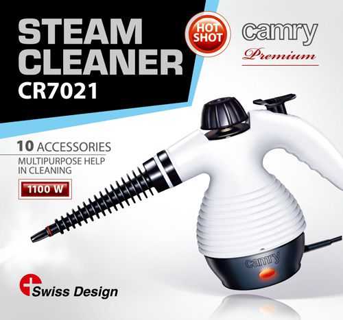 Camry | Garų valytuvas | CR 7021 | Galia 1100 W | Garų slėgis 3,5 baro | Vanduo bako talpa 0,35 L | Baltas