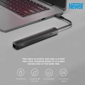 USB šakotuvas Newell Hub Newell 6 in 1 – grafito