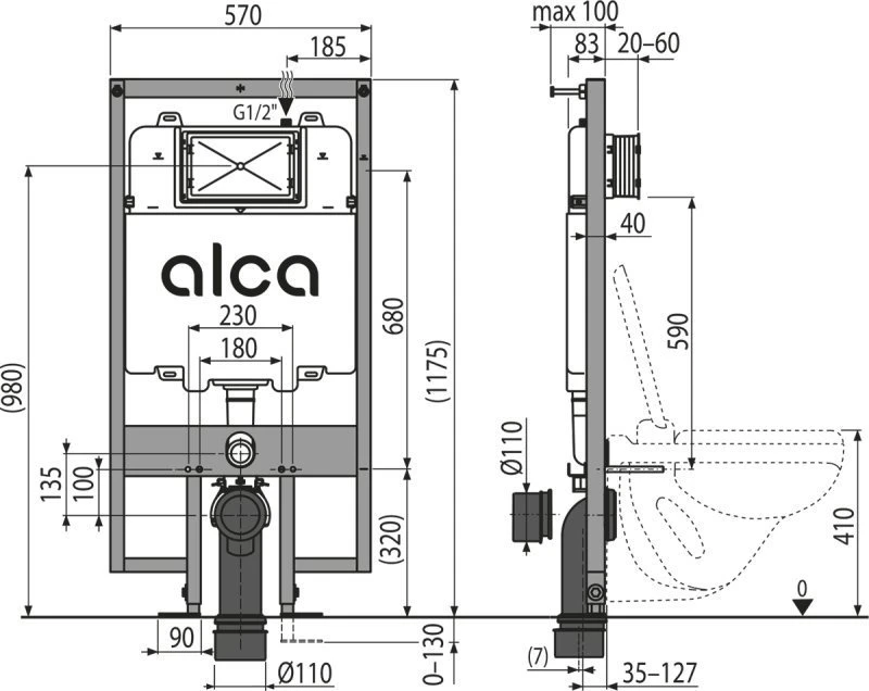 ALCADRAIN AM1101/1200 stelažas / ALCA / STELAŽAS / SADROMODUL SLIM 8CM – paslėptas WC įrengimo sistema sausai statybai
