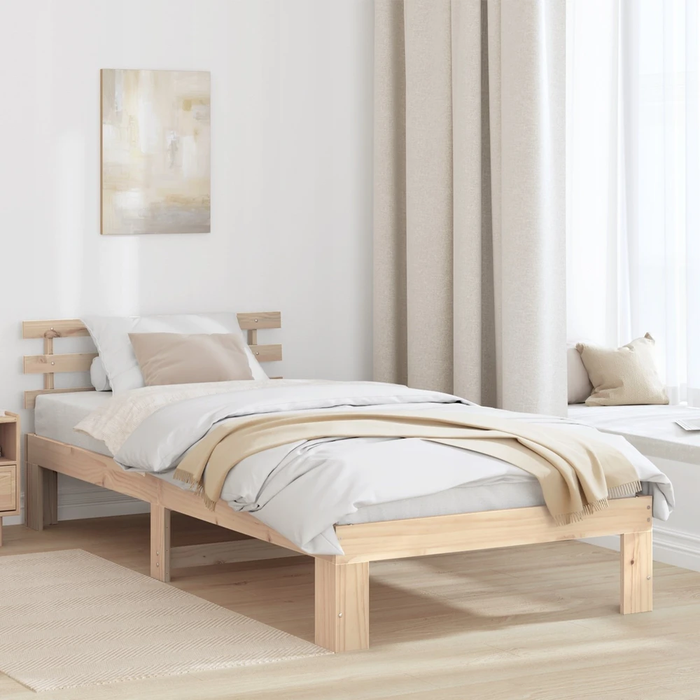 Lova Lovos rėmas Natūrali 75 x 190 cm Kietos pušies mediena