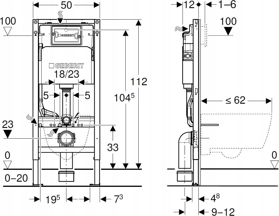 Geberit STELA.POD.GE.DU.DO WC, DEL.12CM, A112, Z
