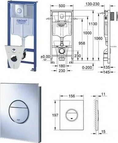 Grohe Komplektas-WC rėmas+Cosmo Nova+sieniniai tvirtinimai+klozeto tarpiklis (4in1)