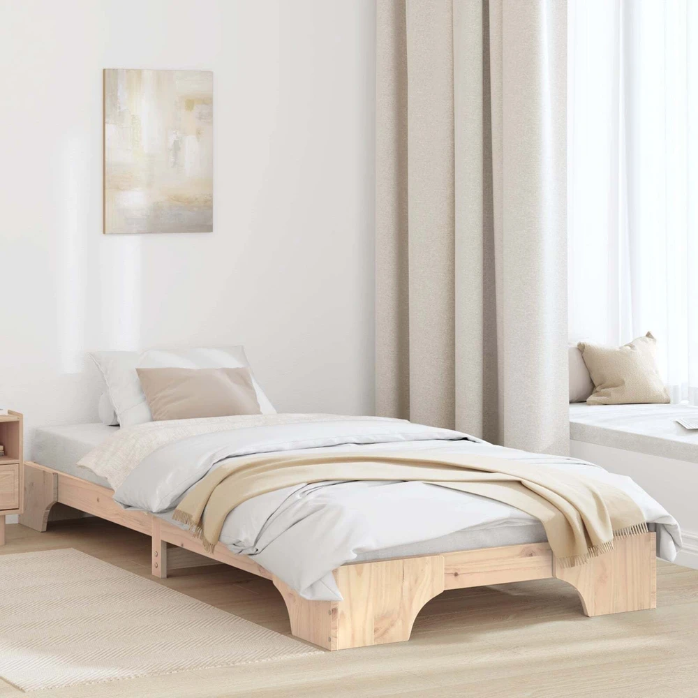 Lova Lovos rėmas Natūrali 75 x 190 cm Kietos pušies mediena