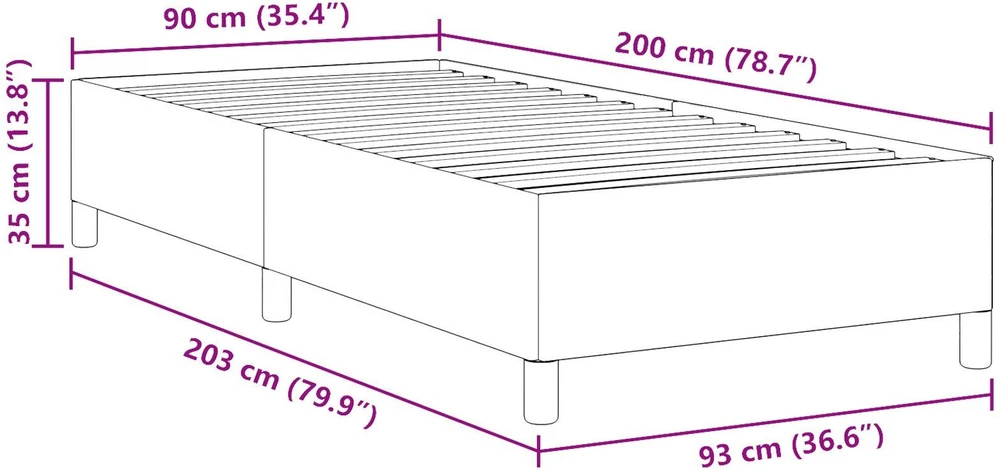 Kiemas lova Tamsiai pilka 90 x 200 cm Kordūrinis audinys