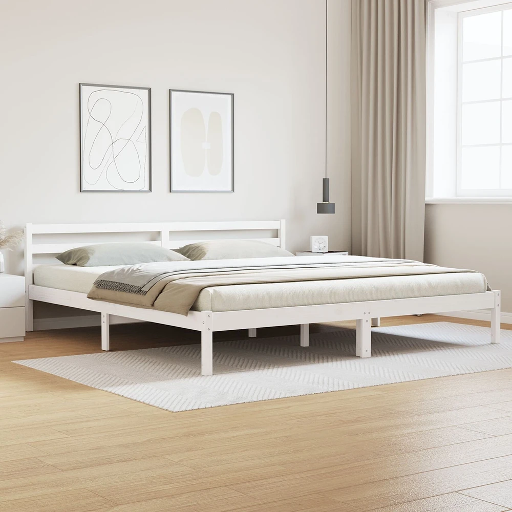 Lova Lovos rėmas Balta 215,5 x 185,5 x 69,5 cm Kietas pušies medis