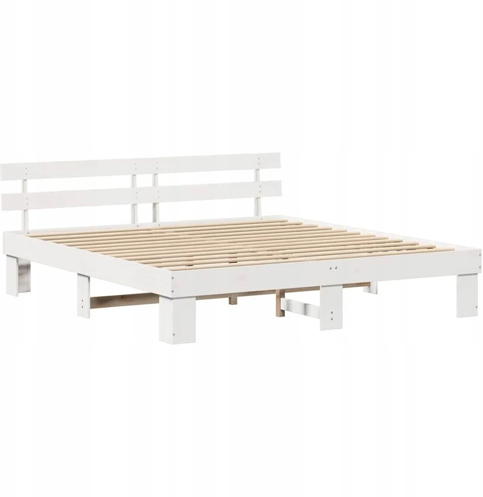 Lovos rėmas Balta 200 x 200 cm Kietos pušies mediena