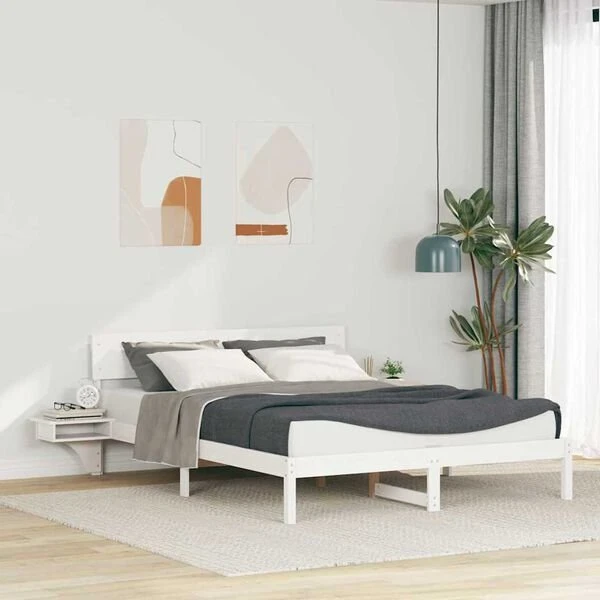 Lovos rėmas Balta 160 x 200 cm Kietos pušies mediena