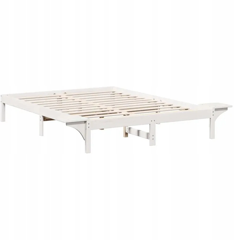 Lovos rėmas Balta 150 x 200 cm Kietos pušies mediena