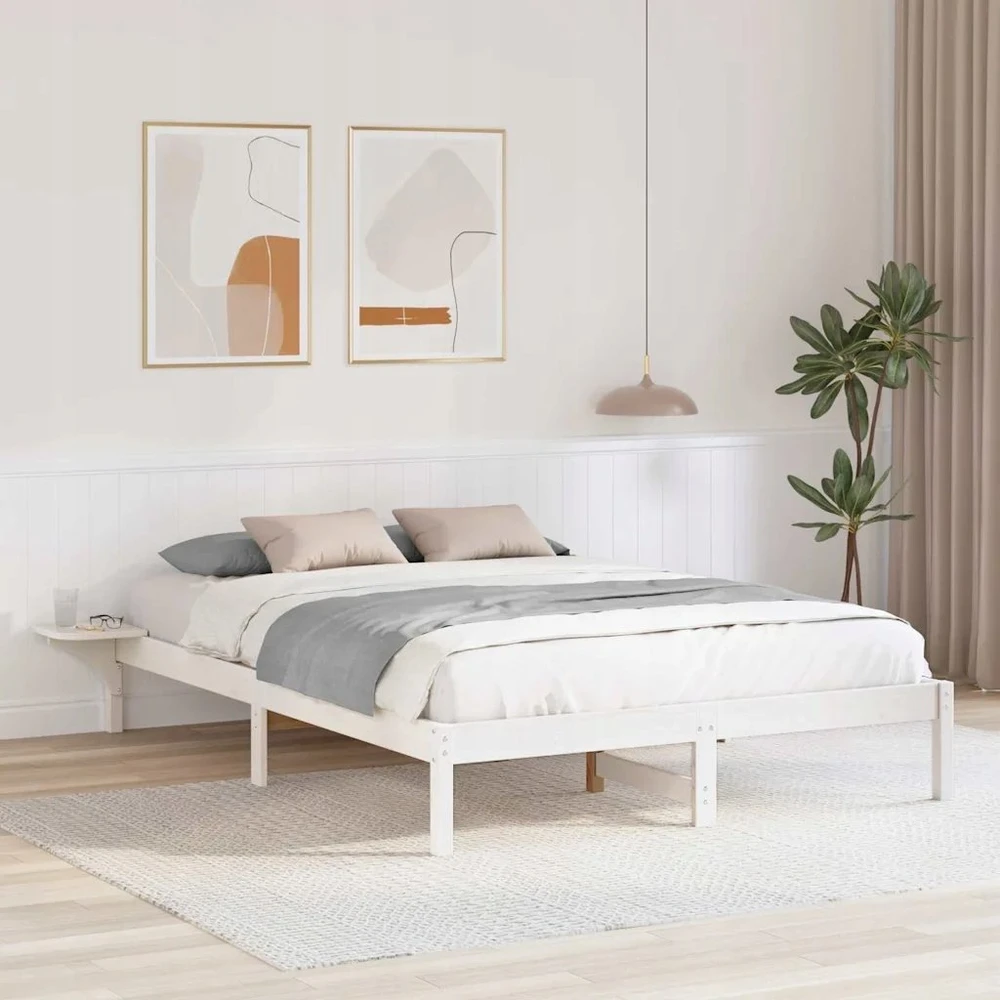 Lovos rėmas Balta 150 x 200 cm Kietos pušies mediena
