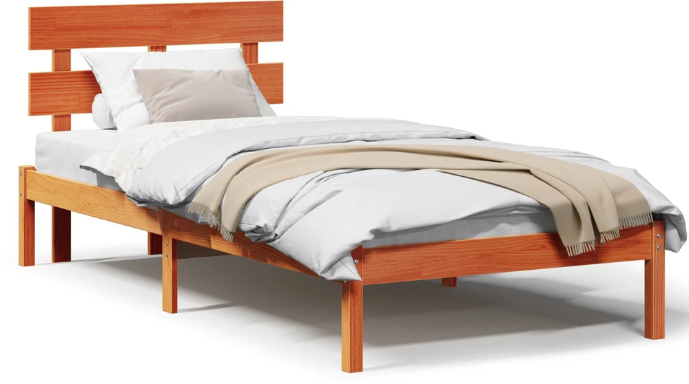 Lova Lovos rėmas Ruda 75 x 190 cm Pušies medienos masyvas