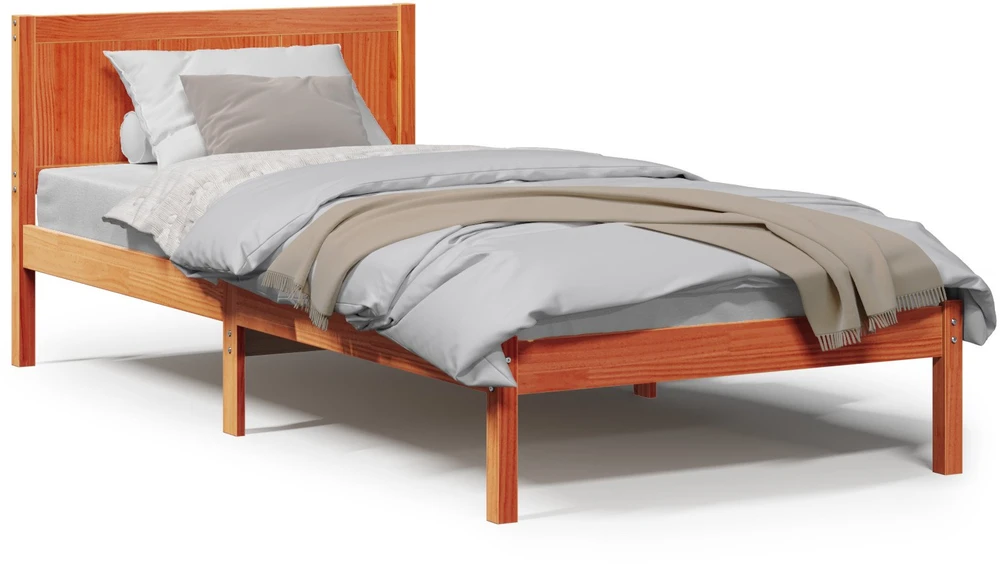 Lova Lovos rėmas Ruda 90 x 190 cm Pušies medienos masyvas