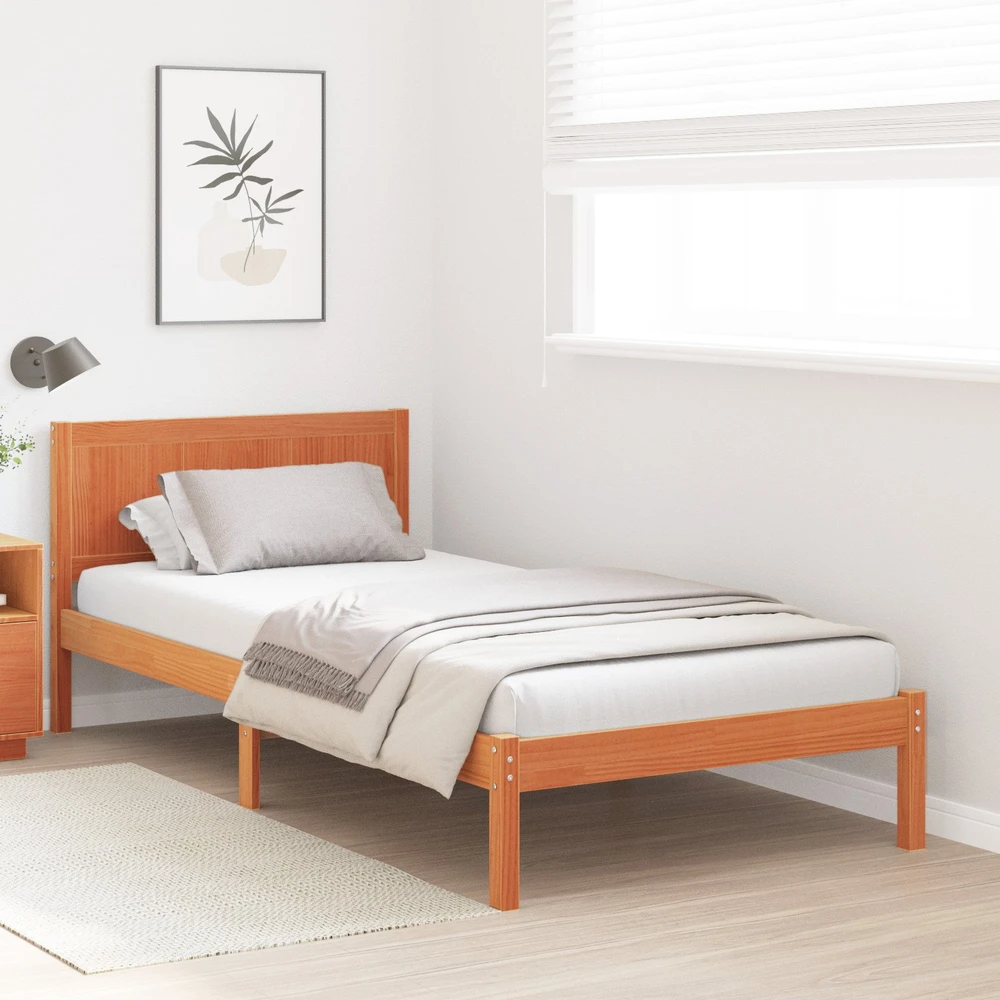 Lova Lovos rėmas Ruda 90 x 190 cm Pušies medienos masyvas