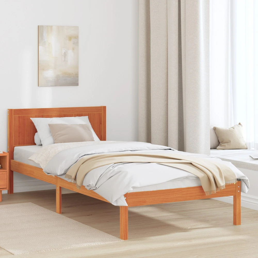 Lova Lovos rėmas Ruda 90 x 190 cm Pušies medienos masyvas