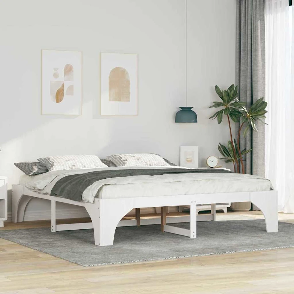 Lovos rėmas Balta 180 x 200 cm Kietos pušies mediena