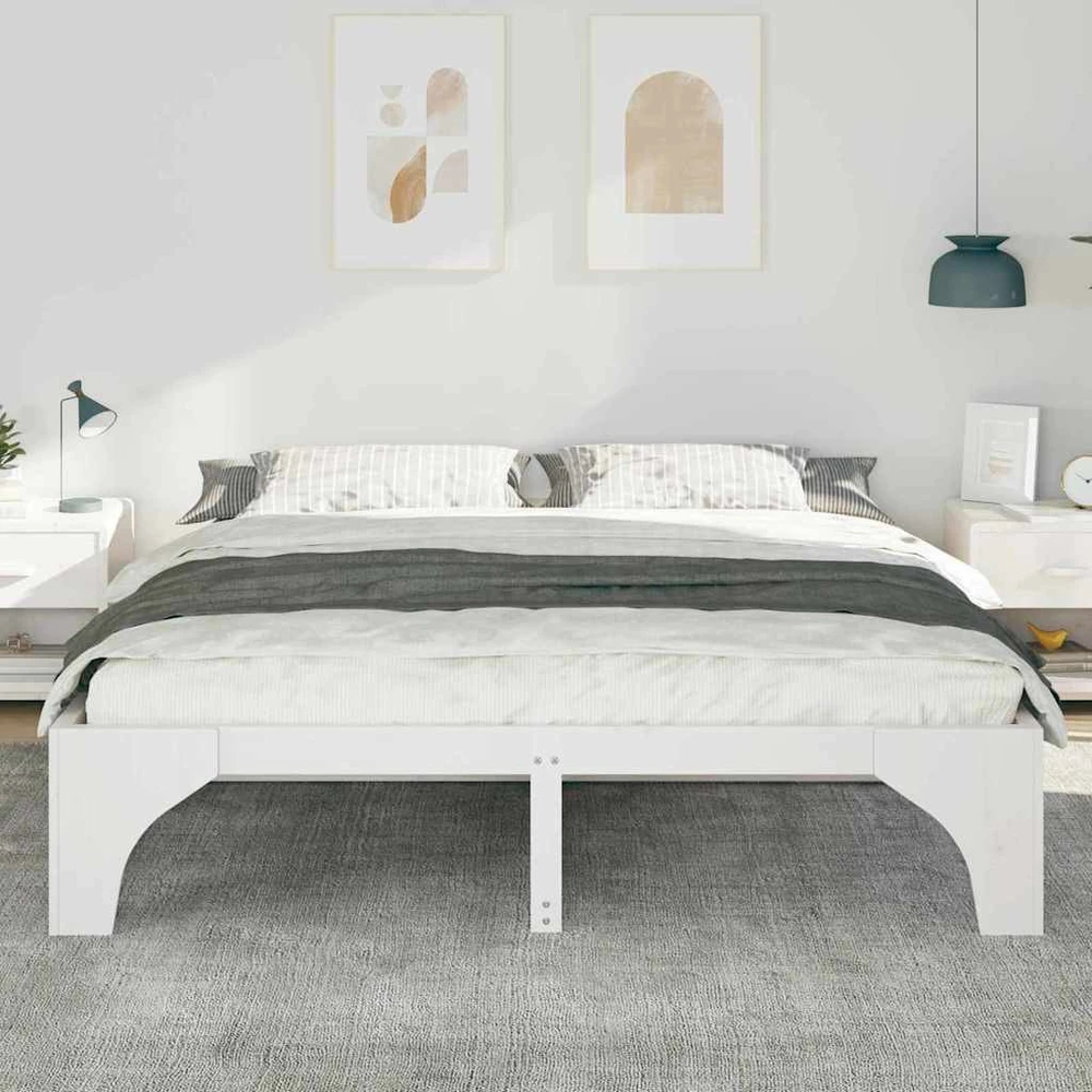 Lovos rėmas Balta 180 x 200 cm Kietos pušies mediena