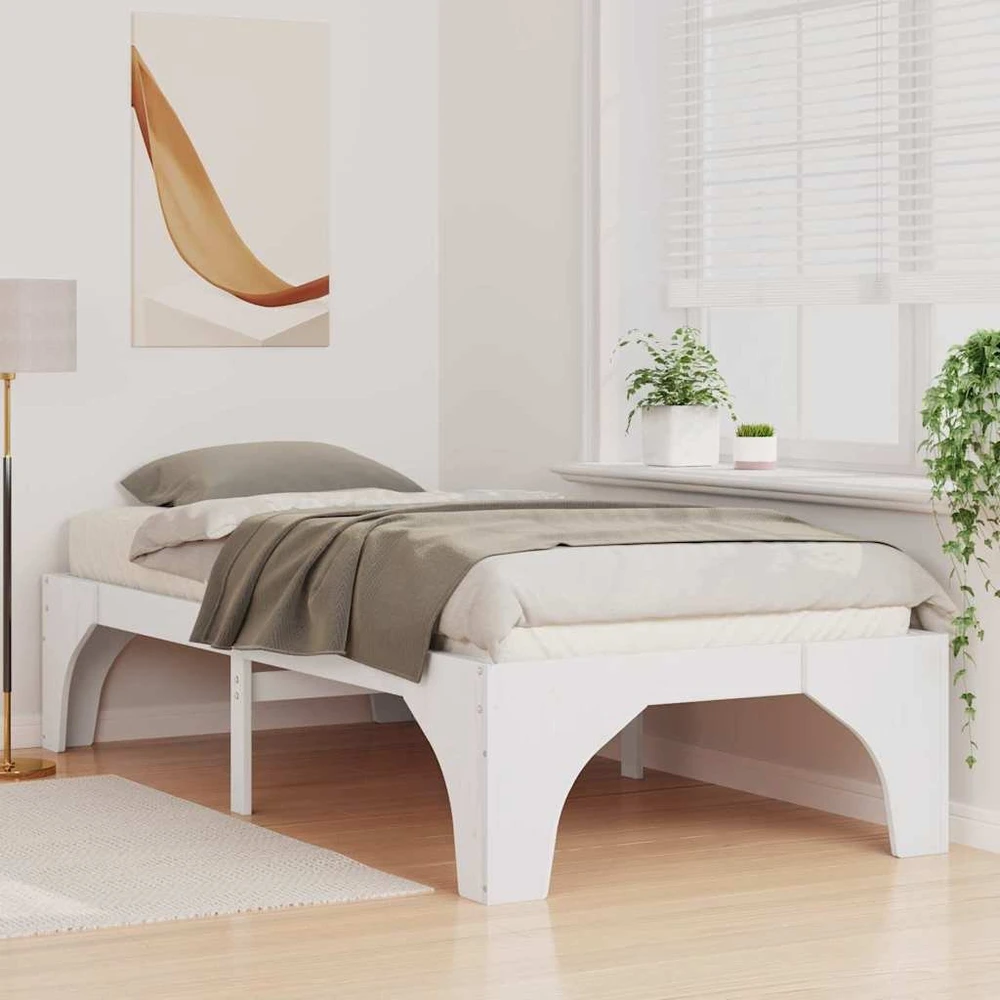 Lova Lovos rėmas Balta 75 x 190 cm Kietos pušies mediena