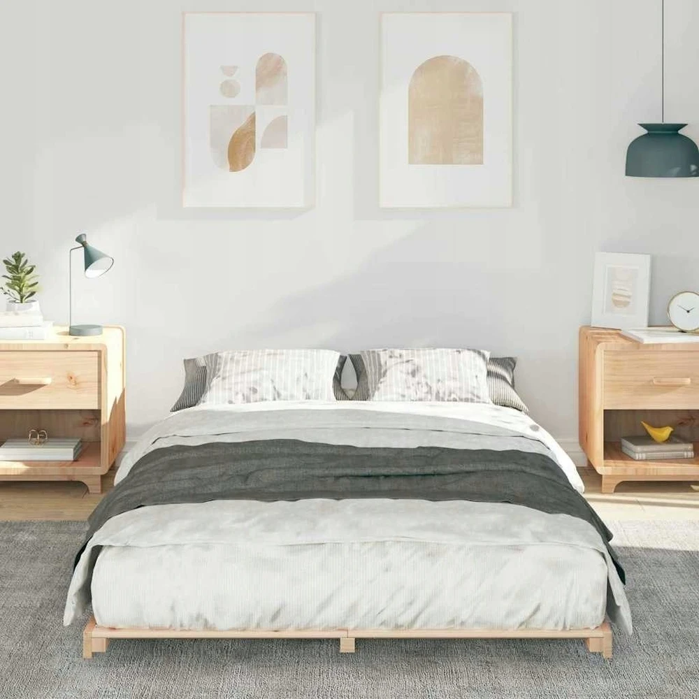Lova Lovos rėmas Ruda 135 x 190 cm Kietos pušies mediena