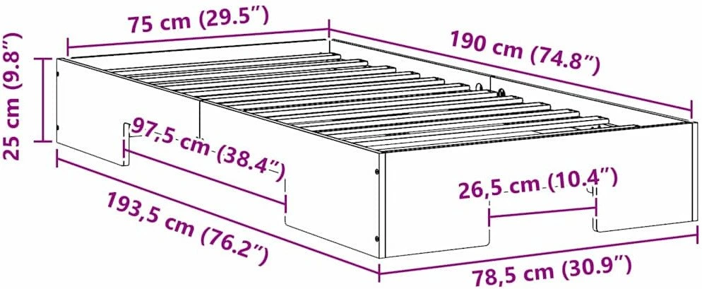Lova Lovos rėmas Ruda 75 x 190 cm