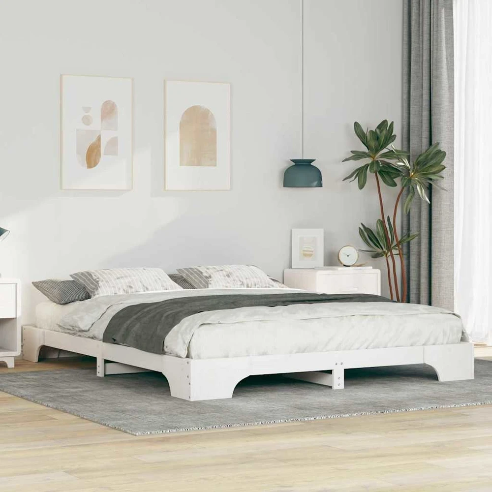 Lova Lovos rėmas Balta 160 x 210 cm Kietos pušies mediena