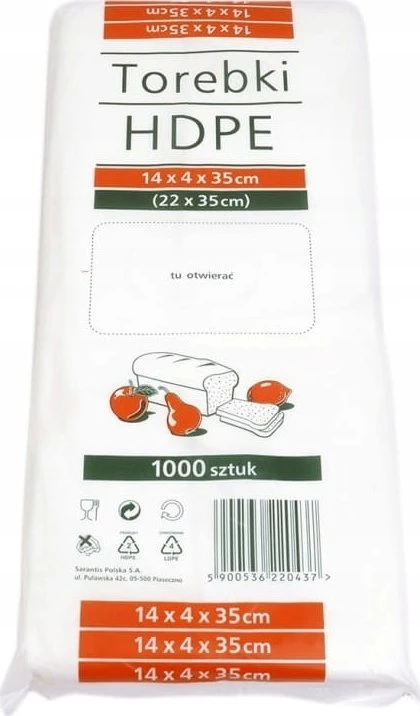 Stella HDPE bakalėjos maišeliai, 14x4x35cm, 1000 vnt., skaidrūs