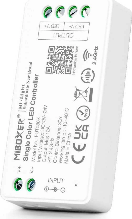 LED APŠVIETIMO VALDIKLIS FUT036S 2,4 GHz, MONO 12 ... 24 V DC MiBOXER / Mi-Light