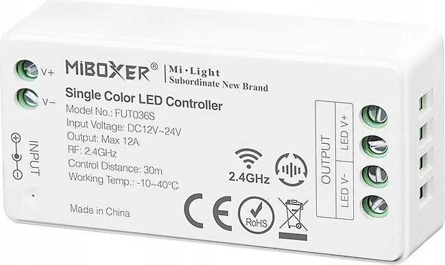 LED APŠVIETIMO VALDIKLIS FUT036S 2,4 GHz, MONO 12 ... 24 V DC MiBOXER / Mi-Light