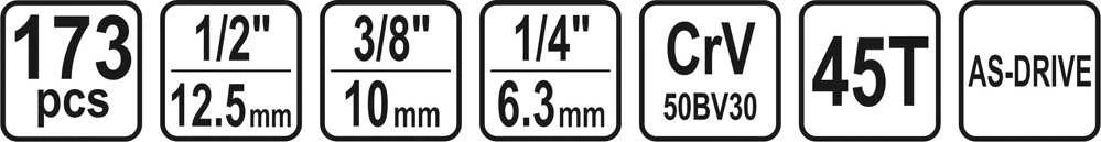 Įrankių rinkinys Sthor 58688 - 173 XXL vnt