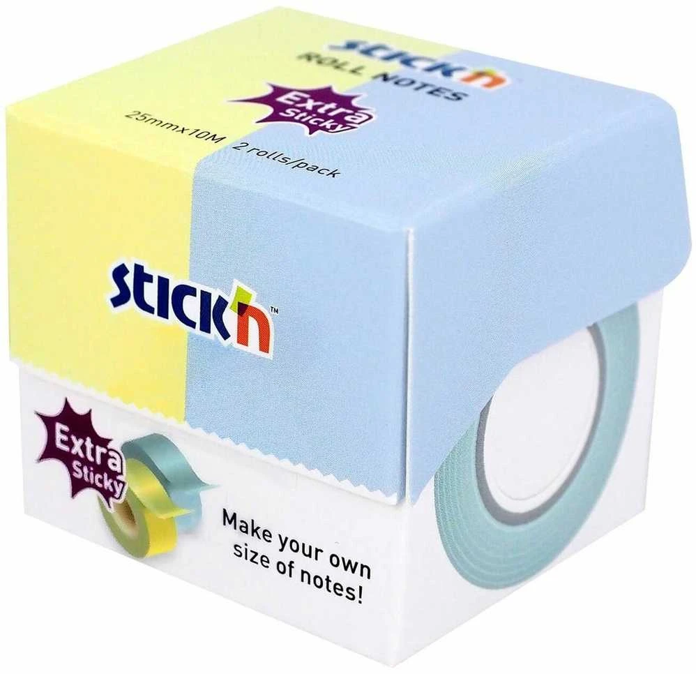 Stickxb4N Lipnūs lapeliai StickN 21905 rulone 50mmx10m geltonos ir mėlynos spalvos