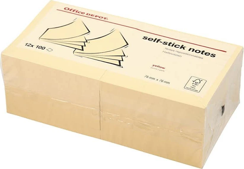 Stickn Notes Q-line Stick'N gul 76x76mm 100 ašmenų 12stk / pak