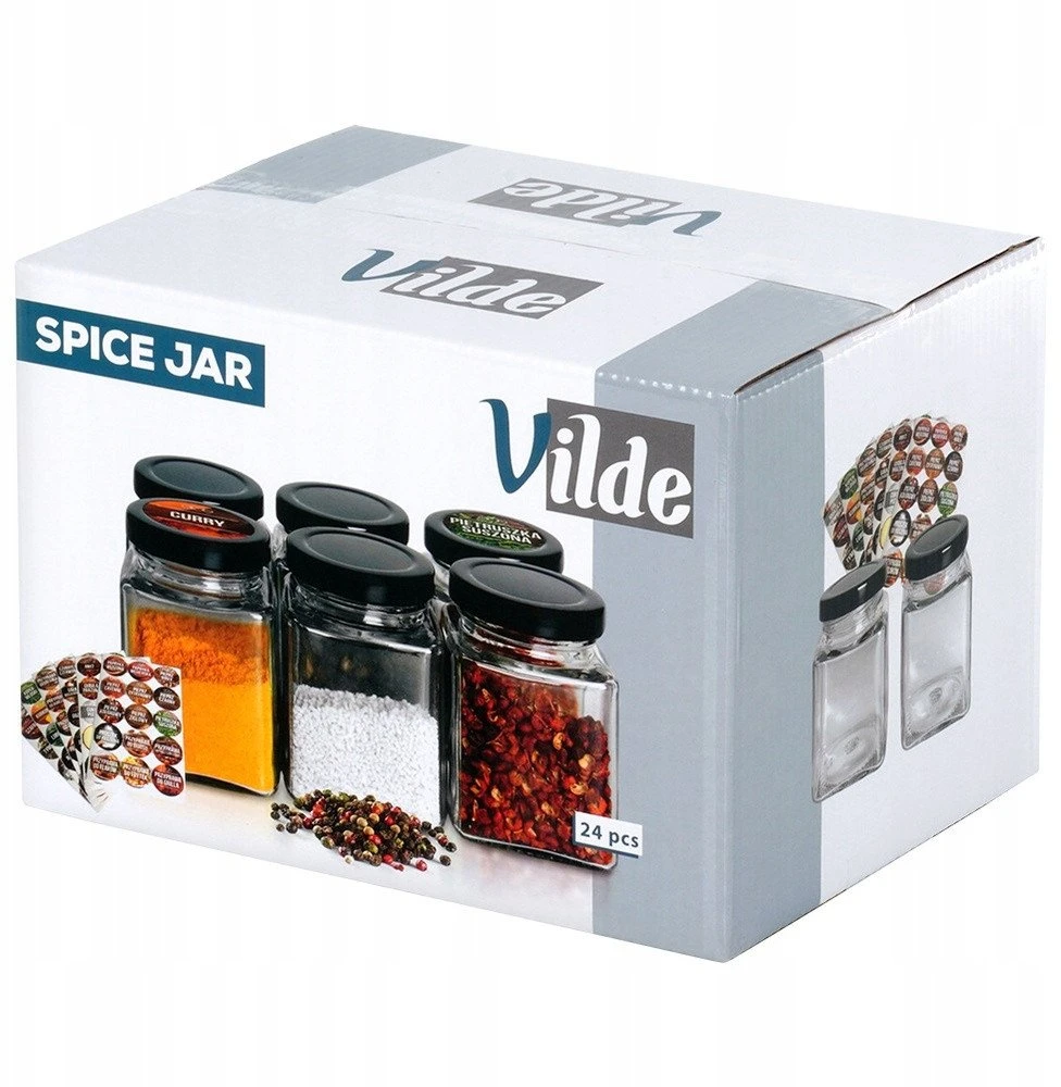 Prieskonių indeliai Vilde 100 ml, 24 vnt. su 90 lipdukų