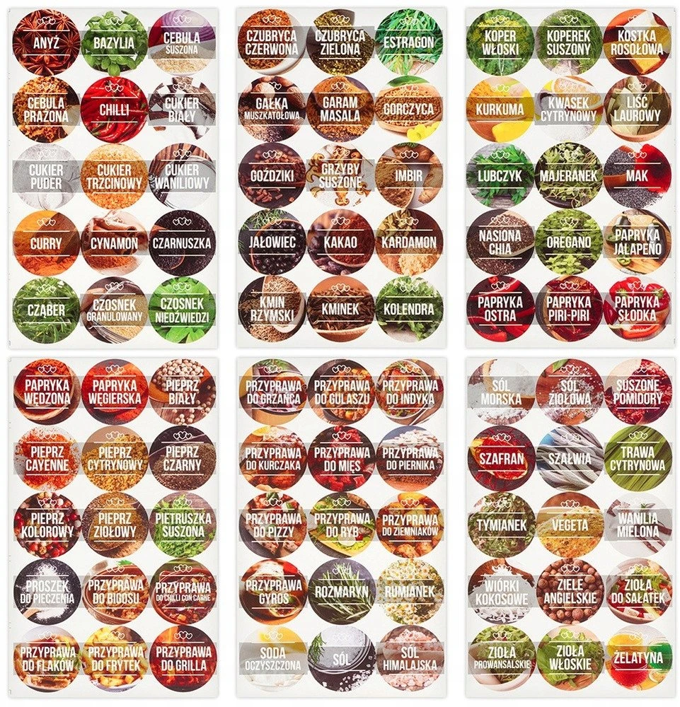 Prieskonių indeliai Vilde 100 ml, 24 vnt. su 90 lipdukų
