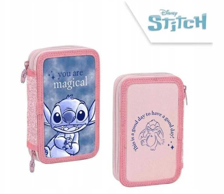 Piórnik Penalas Dviejų skyrių pieštukų dėklas „Stitch“ su priedais