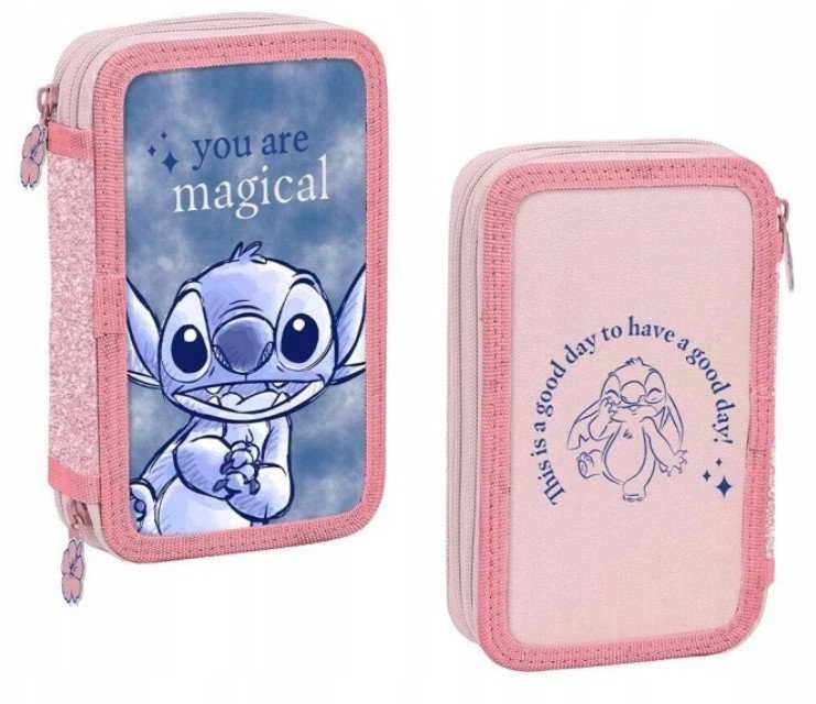 Piórnik Penalas Dviejų skyrių pieštukų dėklas „Stitch“ su priedais
