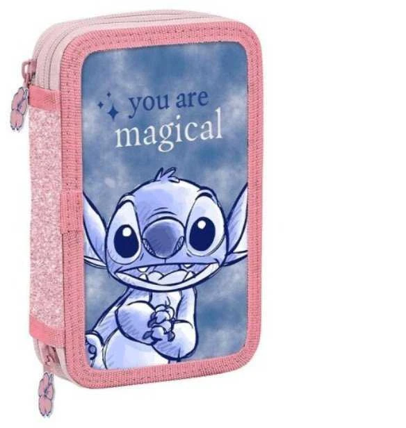 Piórnik Penalas Dviejų skyrių pieštukų dėklas „Stitch“ su priedais