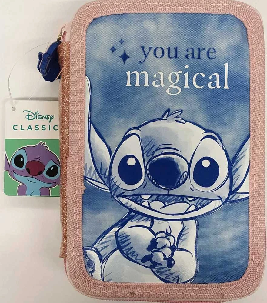 Piórnik Penalas Dviejų skyrių pieštukų dėklas „Stitch“ su priedais
