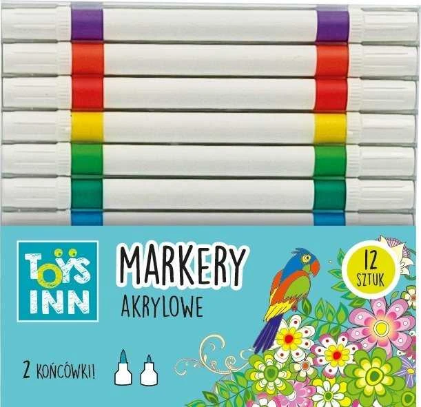 Stnux Akriliniai žymekliai su dviem antgaliais, 12 vnt., spalvoti