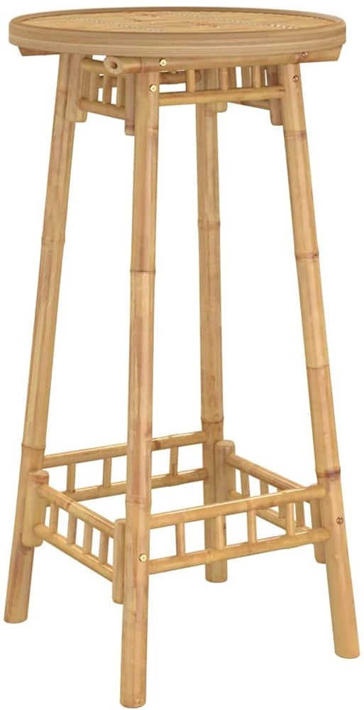 Lauko baro stalas, apvalus, Ø55x100 cm, bambukas, Ø55x100 cm