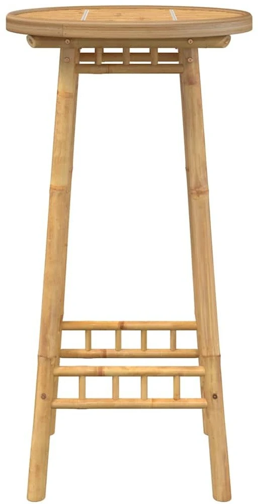 Lauko baro stalas, apvalus, Ø55x100 cm, bambukas, Ø55x100 cm