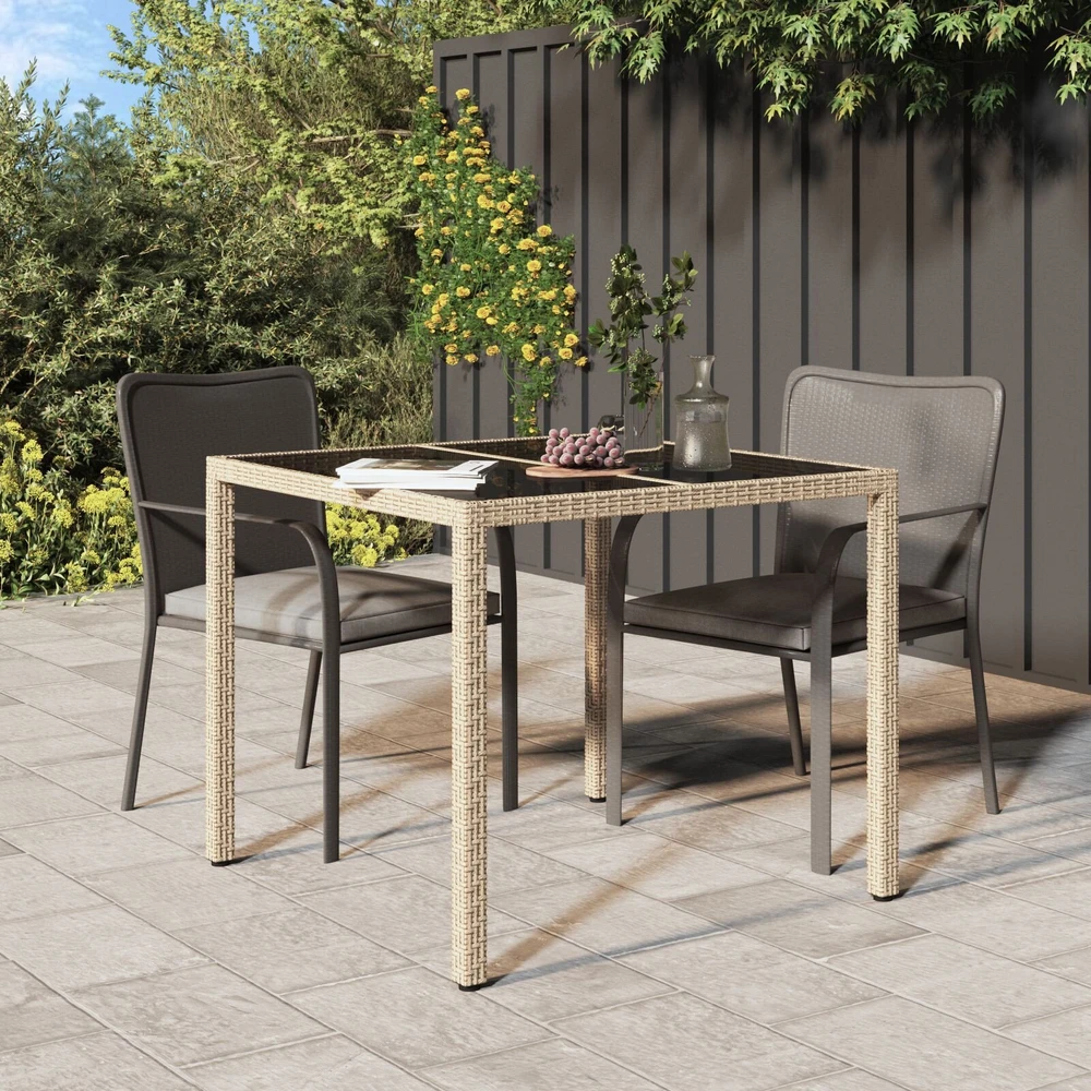 Sodo stalas Smėlio 90 x 90 x 75 cm poliratanas