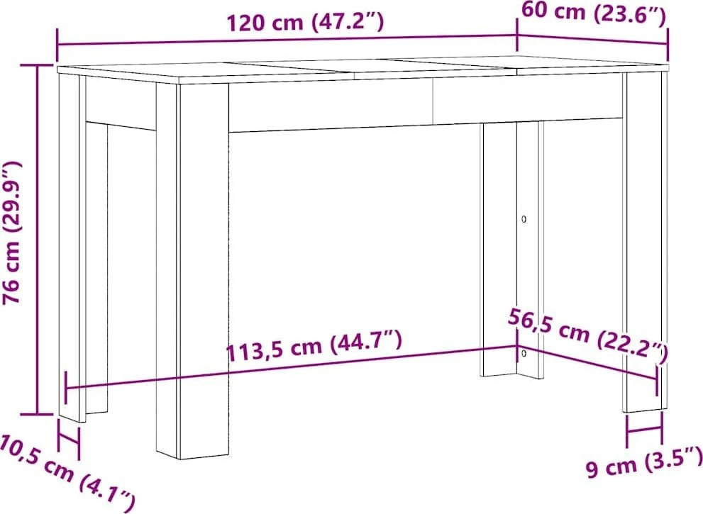 Valgomojo stalas Senas medis 120x60x76 cm Inžinerinė mediena