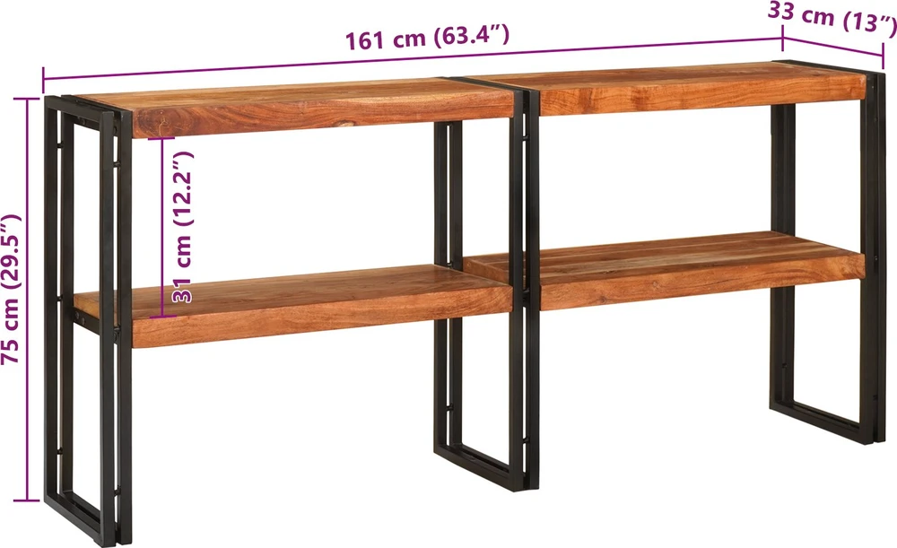 Konsolinis stalas Ruda 160 x 33 x 75 cm Kietos akacijos mediena