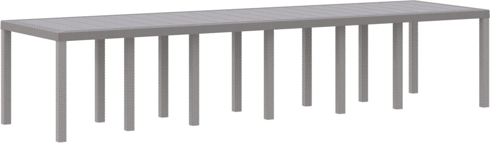 Sodo stalas Šviesiai pilka 350 x 100 x 74 cm poliratanas